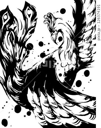 鳳凰の墨絵のイラスト素材 [126374191] - PIXTA