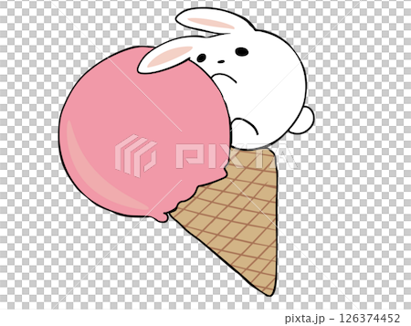 アイスクリーム うさぎ ストロベリー 126374452