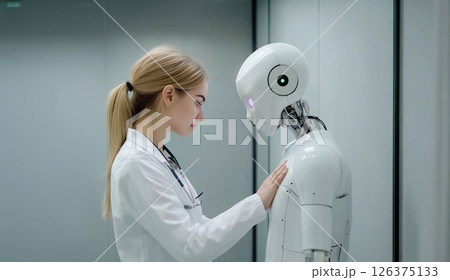 Doctor using artificial intelligence to analyze patient health data for accurate diagnosis. Generated image 126375133