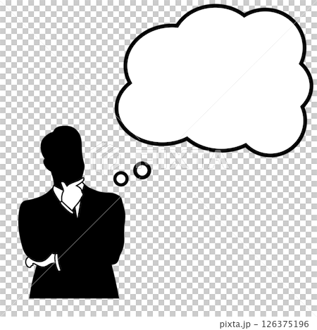 思考的商人和講話泡泡的輪廓 思考的商人和講話泡泡的輪廓 126375196