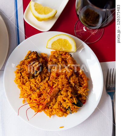Paella with seafood 126375483