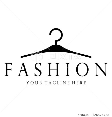 Simple clothes hanger logo details with creative design.for business, boutique, fashion, lifestyle, beauty, wardrobe, wedding dress, clothing store 126376728