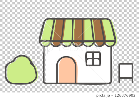 可愛的咖啡館外部圖標插圖 126376902