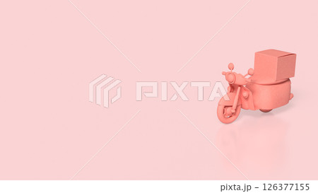 The Pink motorcycle for delivery concept 3d Rendering. The Pink motorcycle for delivery concept 3d Rendering. 126377155