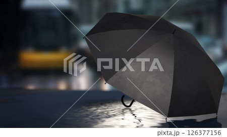 The Black umbrella for rainy concept 3d Rendering. The Black umbrella for rainy concept 3d Rendering. 126377156
