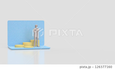The Man and coins on notebook for Business concept 3d Rendering. 126377160