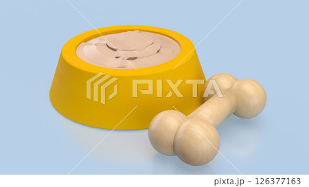 The Food in Bowl for Pet concept 3d Rendering. The Food in Bowl for Pet concept 3d Rendering. 126377163
