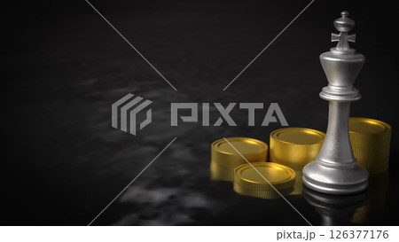 The king and coins on Black water for Business concept 3d Rendering. The king and coins on Black water for Business concept 3d Rendering. 126377176