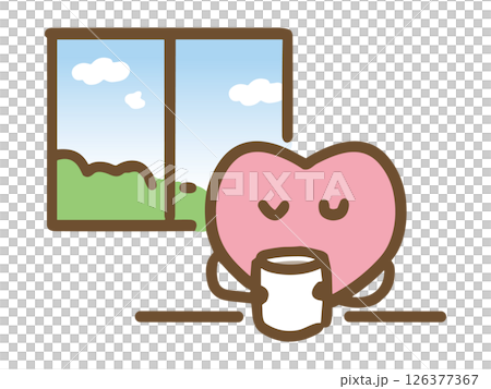 リラックスしているハートのキャラクター	 126377367