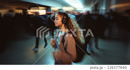 Vibrant Energy: A Group of 23 Year Old Students Enjoying Music with Motion Blur Effect. Generated image Vibrant Energy: A Group of 23 Year Old Students Enjoying Music with Motion Blur Effect. Generated image 126377640