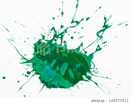 Green paint spot on paper, colorfull artistic image on white background 126377811