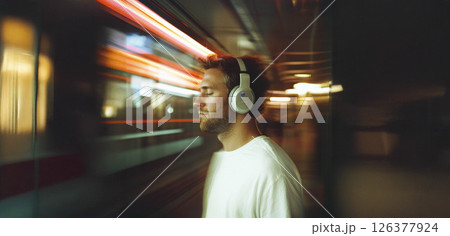 Vibrant Energy: A Group of 23 Year Old Students Enjoying Music with Motion Blur Effect. Generated image 126377924