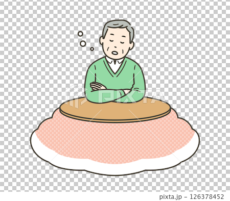 一位老人在被爐下打盹 126378452