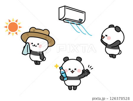 熱中症対策　帽子と水分とエアコン 126378528