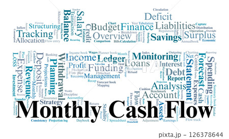 Monthly Cash Flow Word Cloud. Financial Planning Keywords for Budget and Expense Insights Monthly Cash Flow Word Cloud. Financial Planning Keywords for Budget and Expense Insights 126378644