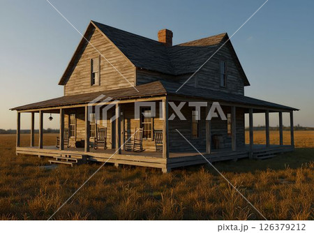 ノスタルジックな農場の古い木造家屋1　AI生成画像 126379212