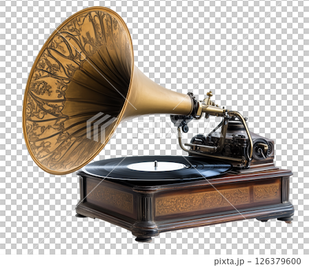 Granophone record isolated on white background, PNG transparent clipart. 126379600