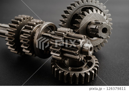 Metal gear wheel engine car and bike, mechanic industry. 126379811