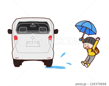こども 雨 水たまり 驚く こども 雨 水たまり 驚く 126379898