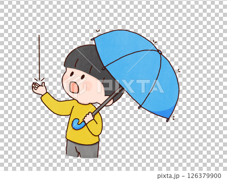孩子，雨滴，觸摸，雨傘 126379900