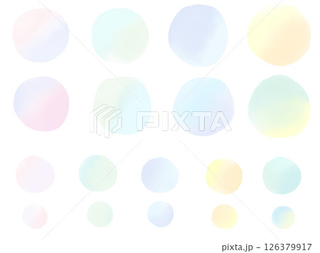 カラフルな水彩テクスチャの丸・円：フレーム素材セット 126379917