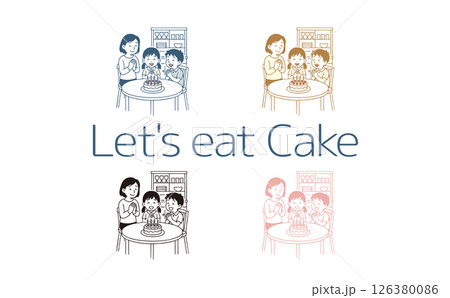 ケーキで誕生日を祝うファミリー 126380086