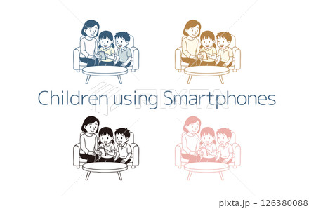 Illustration of a family looking at a smartphone Illustration of a family looking at a smartphone 126380088
