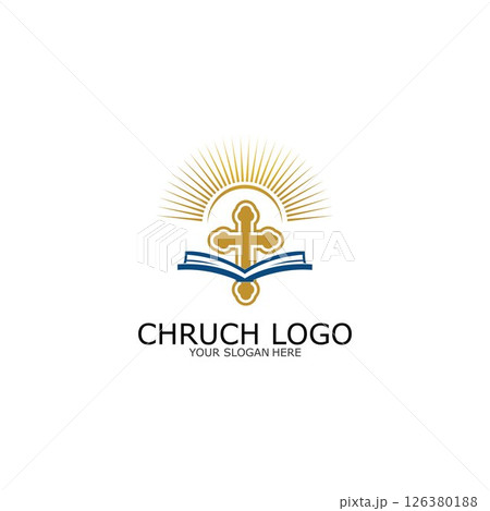 logo church.christian symbol,the bible and the cross of jesus christ-vector logo church.christian symbol,the bible and the cross of jesus christ-vector 126380188