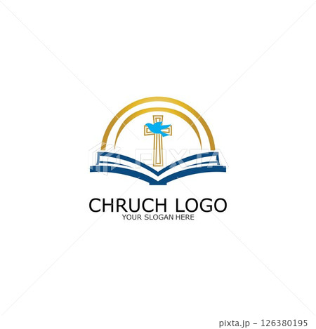 logo church.christian symbol,the bible and the cross of jesus christ-vector logo church.christian symbol,the bible and the cross of jesus christ-vector 126380195