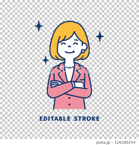 満足そうな顔で微笑む、若い女性会社員のベクターイラスト素材_線幅の編集可能 満足そうな顔で微笑む、若い女性会社員のベクターイラスト素材_線幅の編集可能 126380354