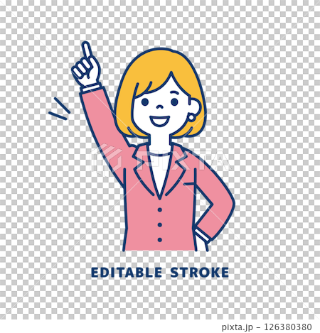 トップを目指す、若い女性会社員のベクターイラスト素材_線幅の編集可能 トップを目指す、若い女性会社員のベクターイラスト素材_線幅の編集可能 126380380