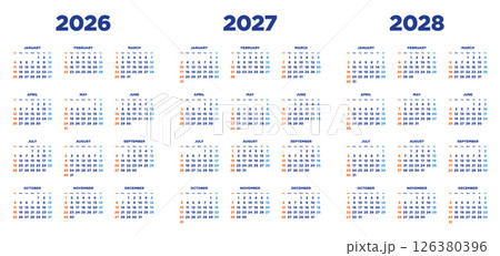 2026年〜2028年 3年間カレンダー 縦型 2026年〜2028年 3年間カレンダー 縦型 126380396