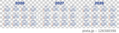 2026年〜2028年 3年間カレンダー 横型 2026年〜2028年 3年間カレンダー 横型 126380398