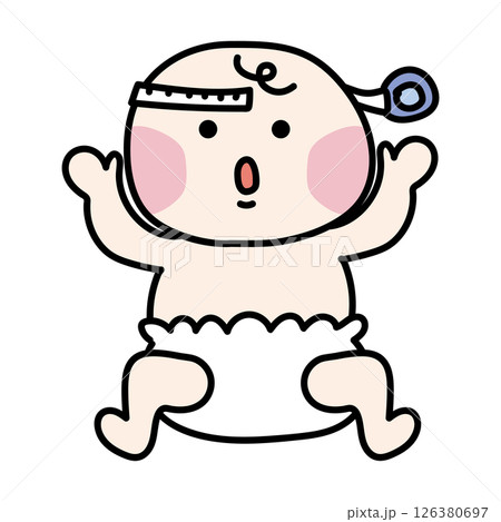 頭囲の測定をする赤ちゃん 126380697