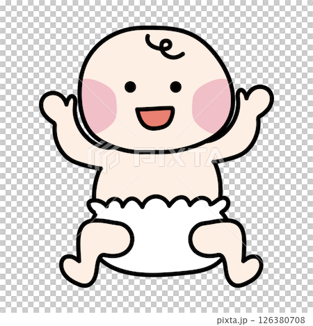 おむつをはいている赤ちゃん 126380708