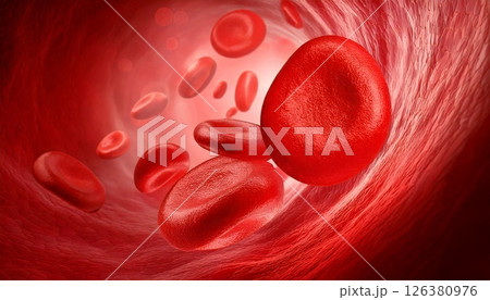 体内の血管内部を移動する赤血球をイメージした3Dイラスト 医療系素材 体内の血管内部を移動する赤血球をイメージした3Dイラスト 医療系素材 126380976