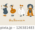 ハロウィン仮装をするレトロガール 126381483
