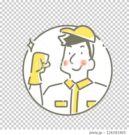 笑顔の技術サービススタッフ　シンプルでかわいい線画イラスト 126381905