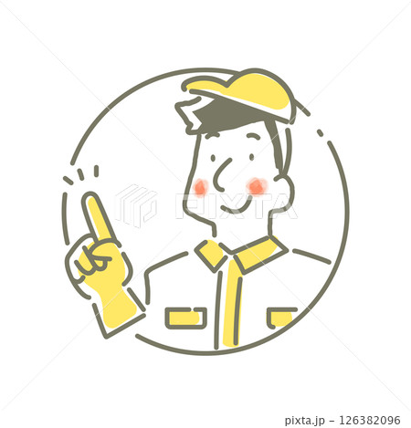 笑顔の技術サービススタッフ　シンプルでかわいい線画イラスト 126382096