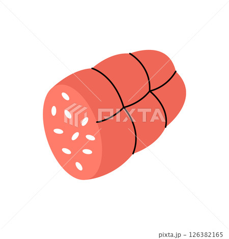 Chicken sausage. Butchery sausages menu. Vector illustration. 126382165