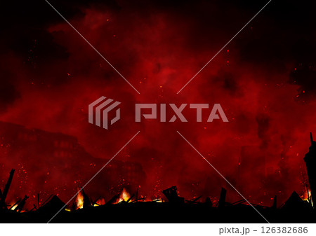 燃える災害や戦場の赤い画像 126382686