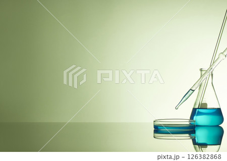 Colorful Laboratory Glassware for Modern Science and Research Background. 126382868