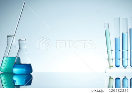 Colorful Laboratory Glassware for Modern Science and Research Background. 126382885