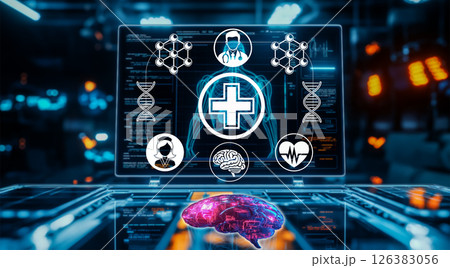 次世代ヘルスケアのインターフェースイメージ 126383056