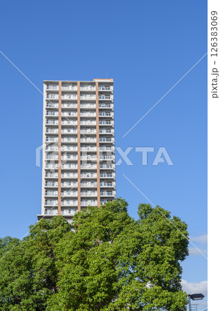 新緑と青空のあるマンション 126383069