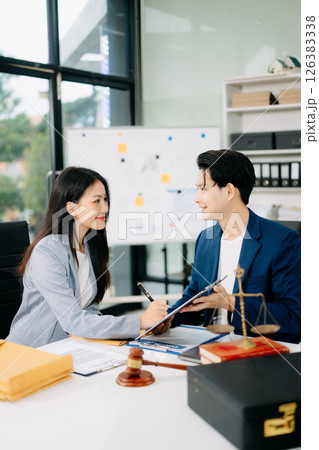 Woman lawyer hand and women client shaking hand collaborate on working agreements 126383338