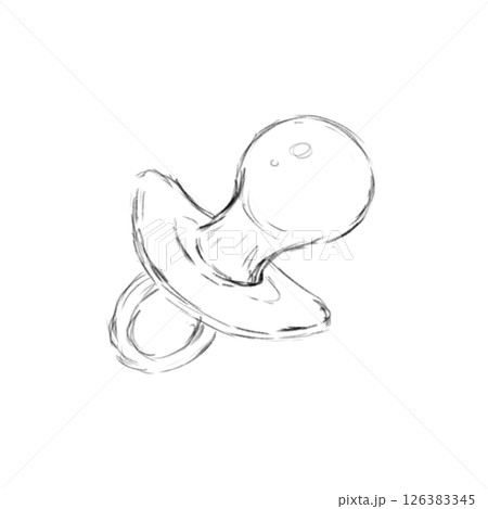 Baby Pacifier Sketch Hand Drawn Black and White Illustration Baby Pacifier Sketch Hand Drawn Black and White Illustration 126383345