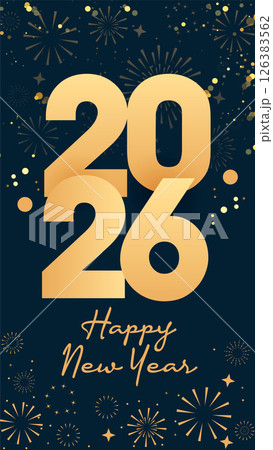 2026 happy new year greeting card with numbers 126383562