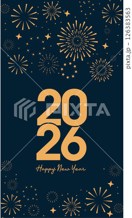 2026 happy new year greeting card with colorful hearts 126383563