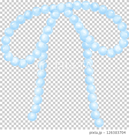 Playful Blue Pearl Ribbon Bow Watercolor Beaded Vintage y2k Aesthetic 126383704